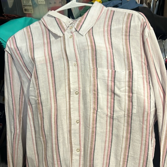 GAP Tops - Ladies, gap medium linen shirt, pink
